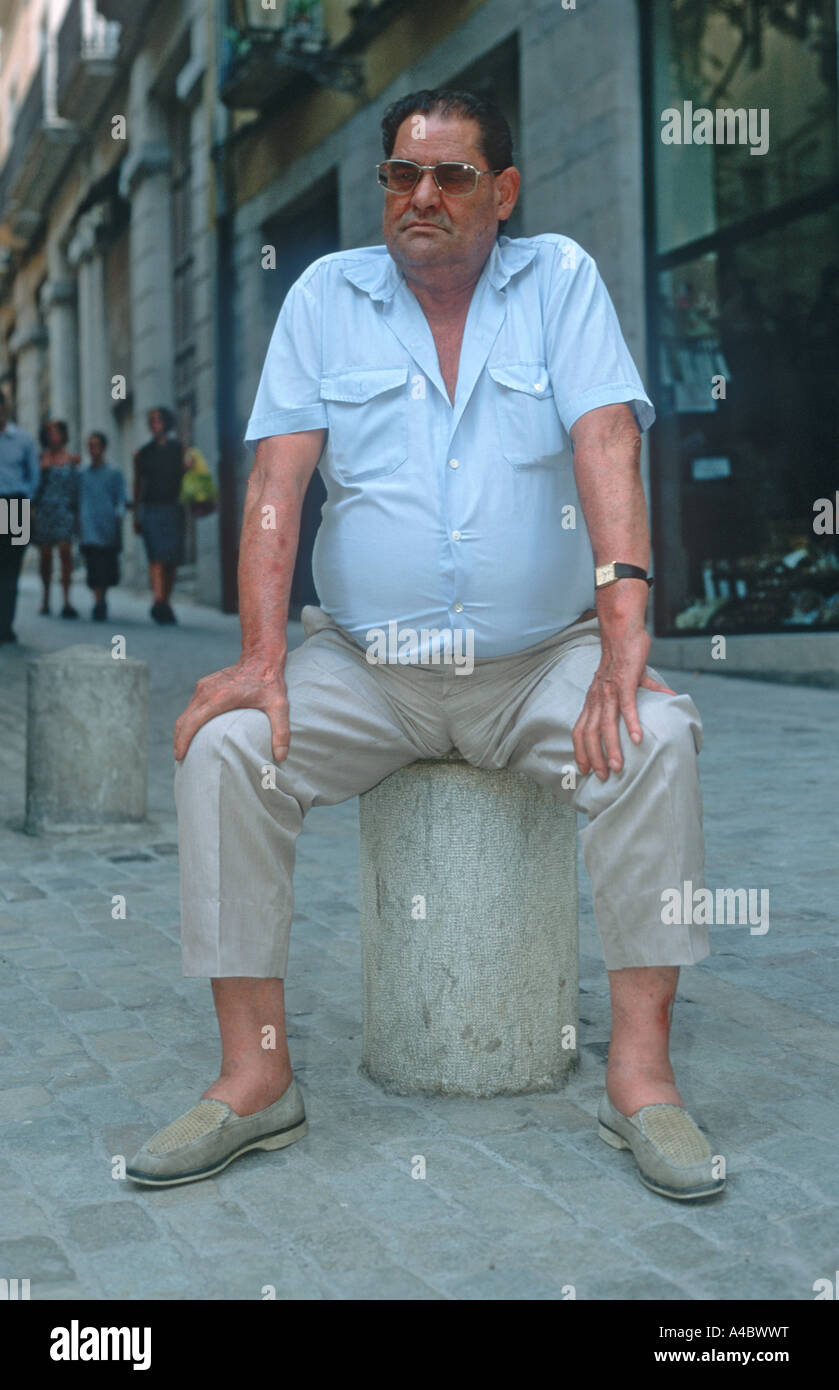 Man with large testicles, Gerona , Spain Stock Photo - Alamy