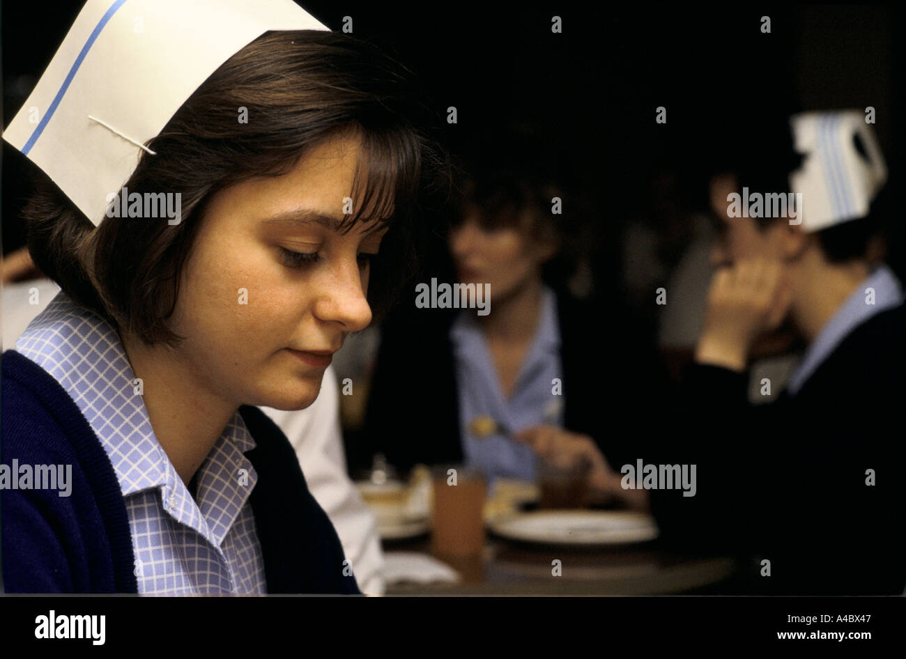 whipps cross hospital london jan 1988 nurses take a lunch break Stock