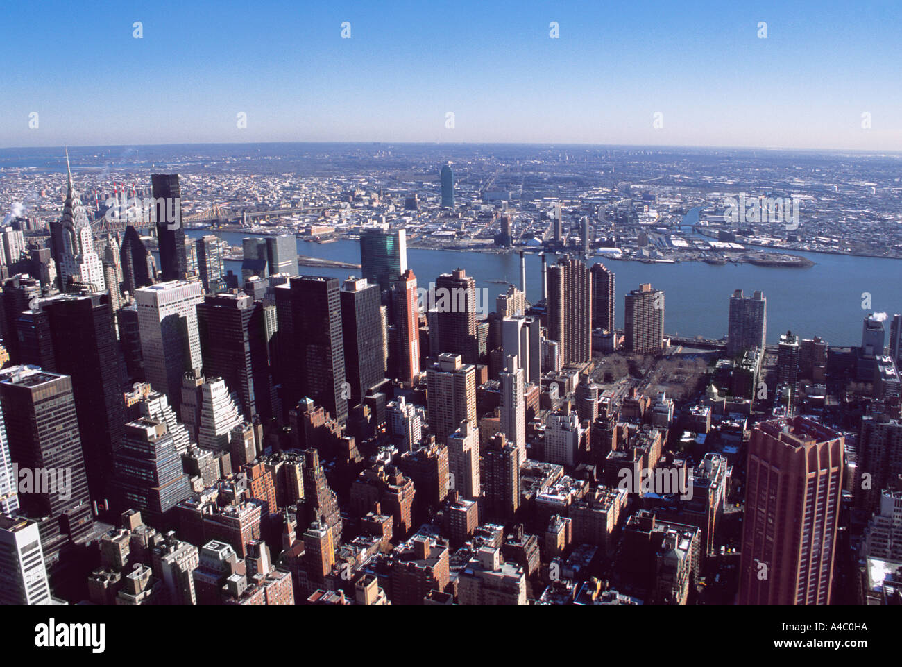 New York City Aerial View of Midtown Manhattan East Side Looking Down ...