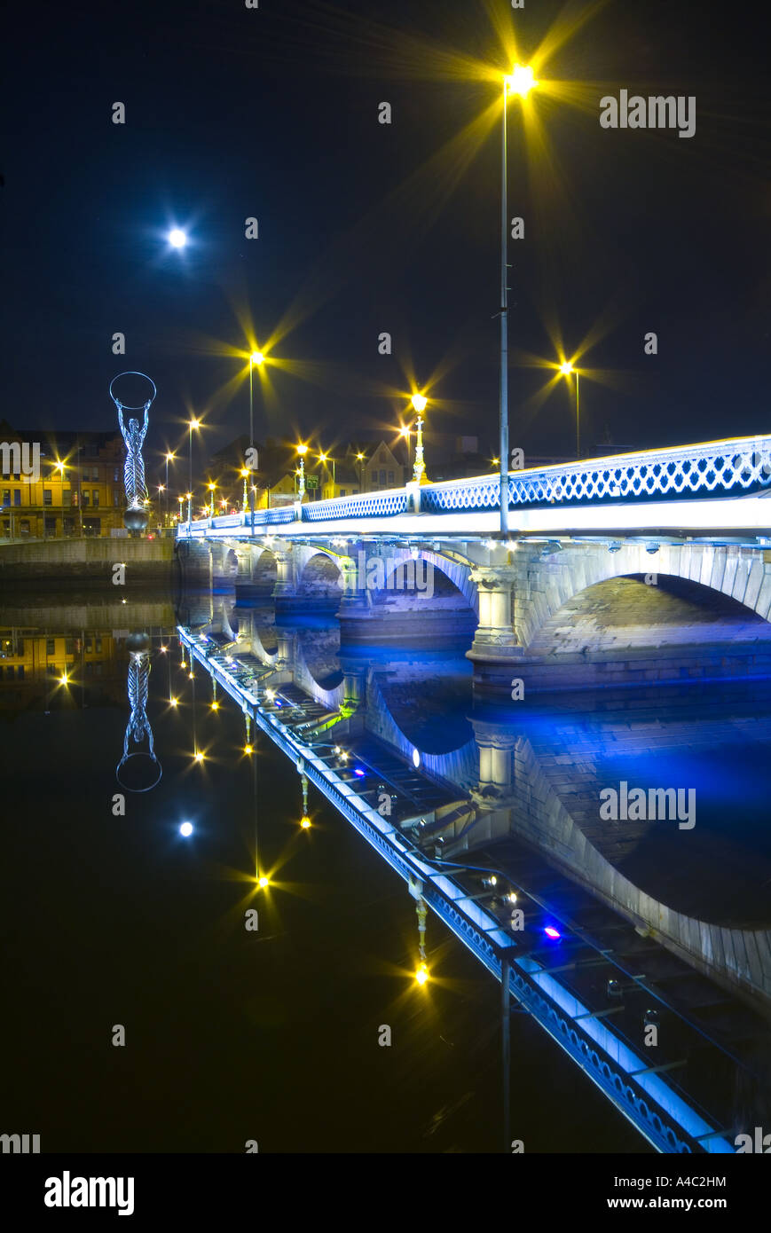 Queens Bridge and River Lagan Waterfront, Belfast Stock Photo
