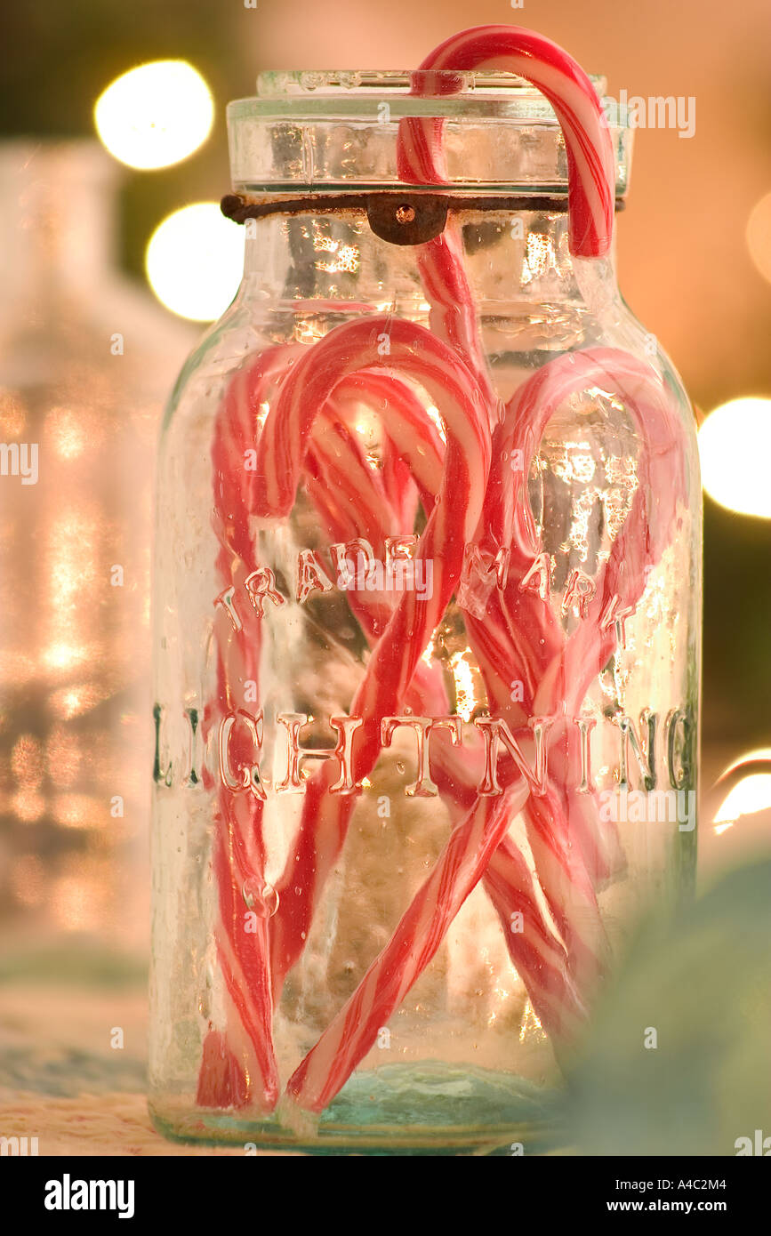 Candy Canes in Canning Jars Stock Photo Alamy