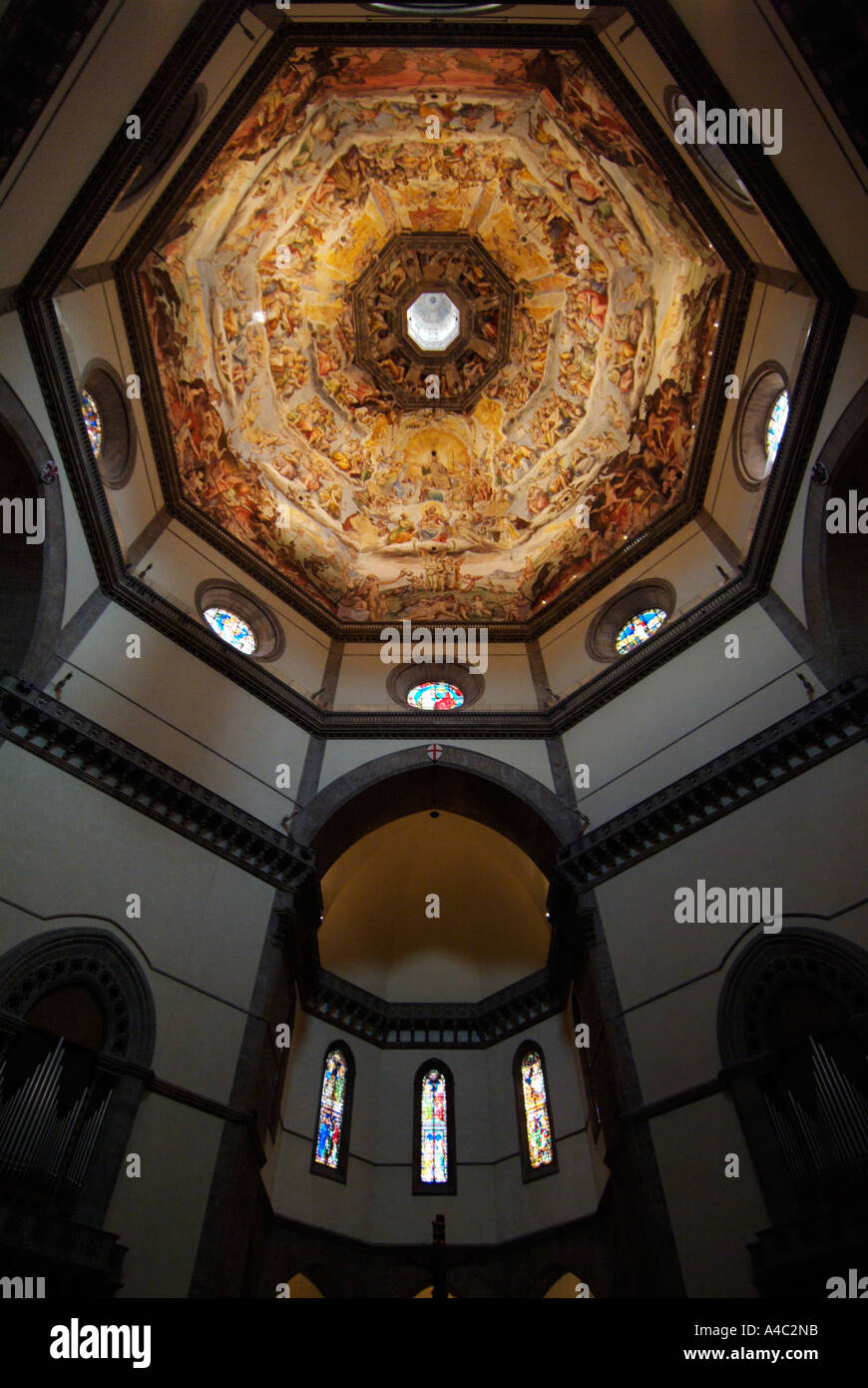 Looking up at the inside of the Duomo dome in Florence Firenze Italy EU ...