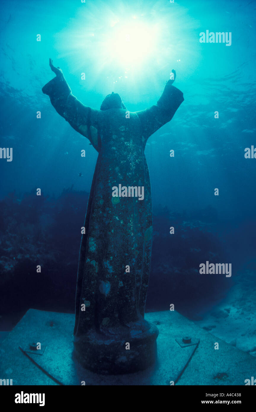 STATUE OF CHRIST OF THE ABYSS FLORIDA KEYS NATIONAL MARINE SANCTUARY KEY LARGO FLORIDA Stock