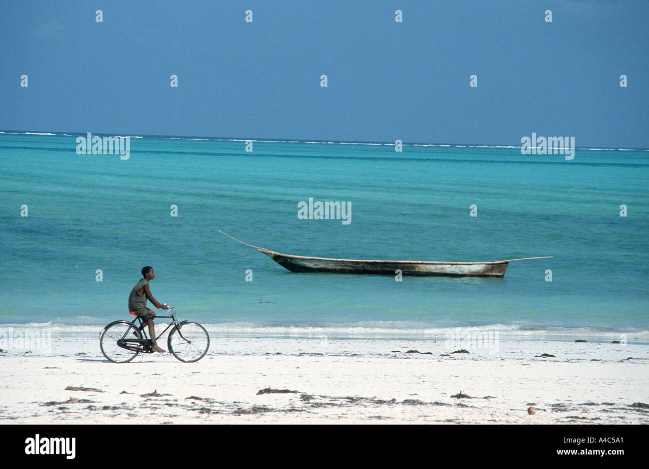 Bicycles on the beach Paje Zanzibar s East coast Stock Photo