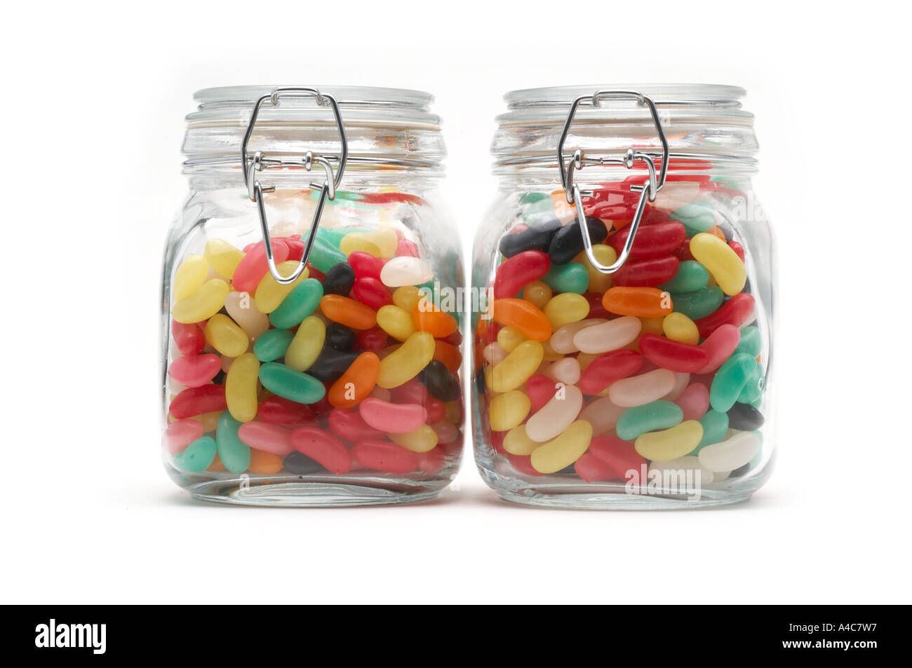 jars, jar, full, of, bowl, full, of Jelly, beans, candy, sweet, sweets, sweeties, confectionery, tooth, decay, fillings, dentist Stock Photo