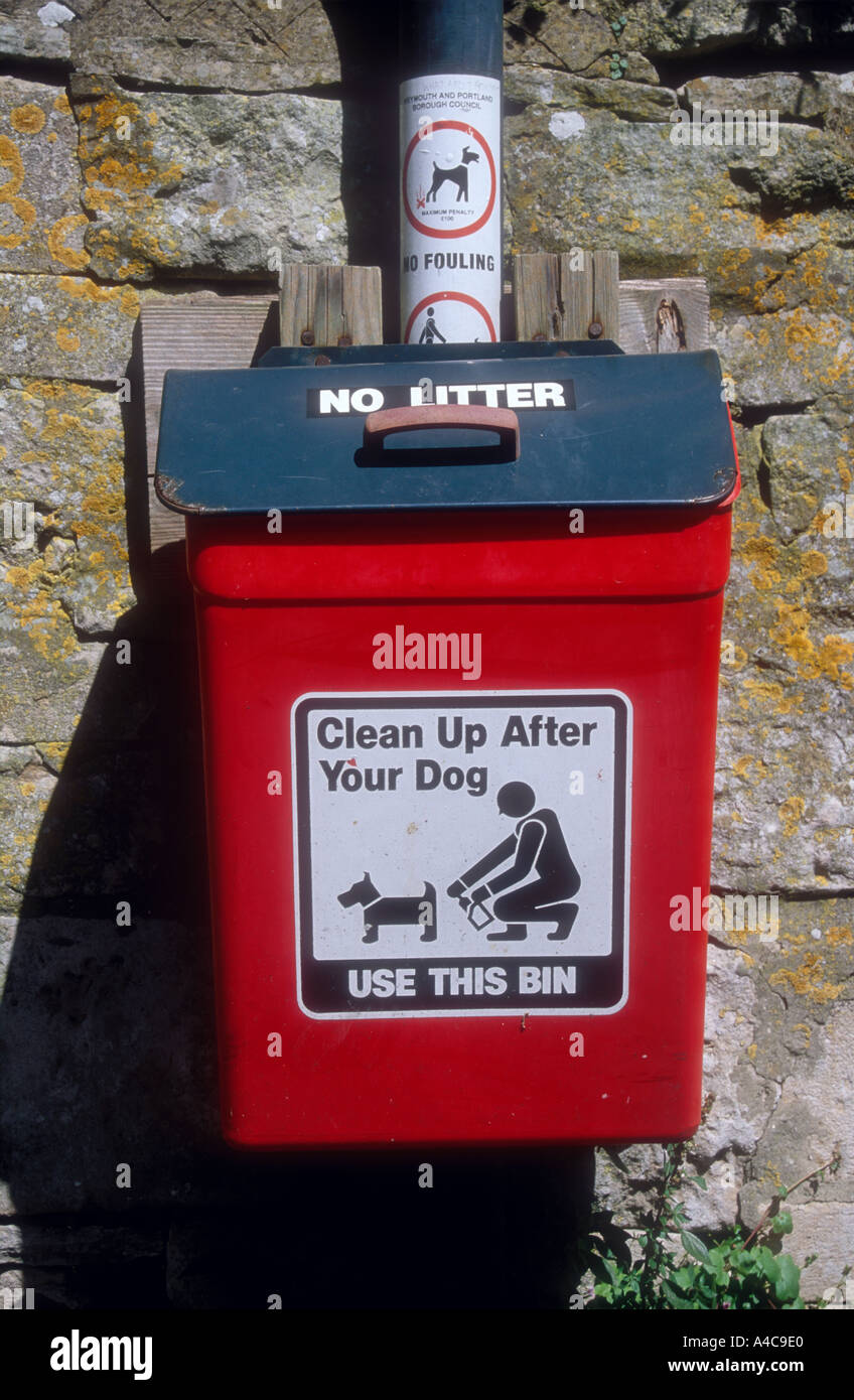 A dog pooh bin by a footpath on the Isle of Portland Dorset England UK Stock Photo Alamy