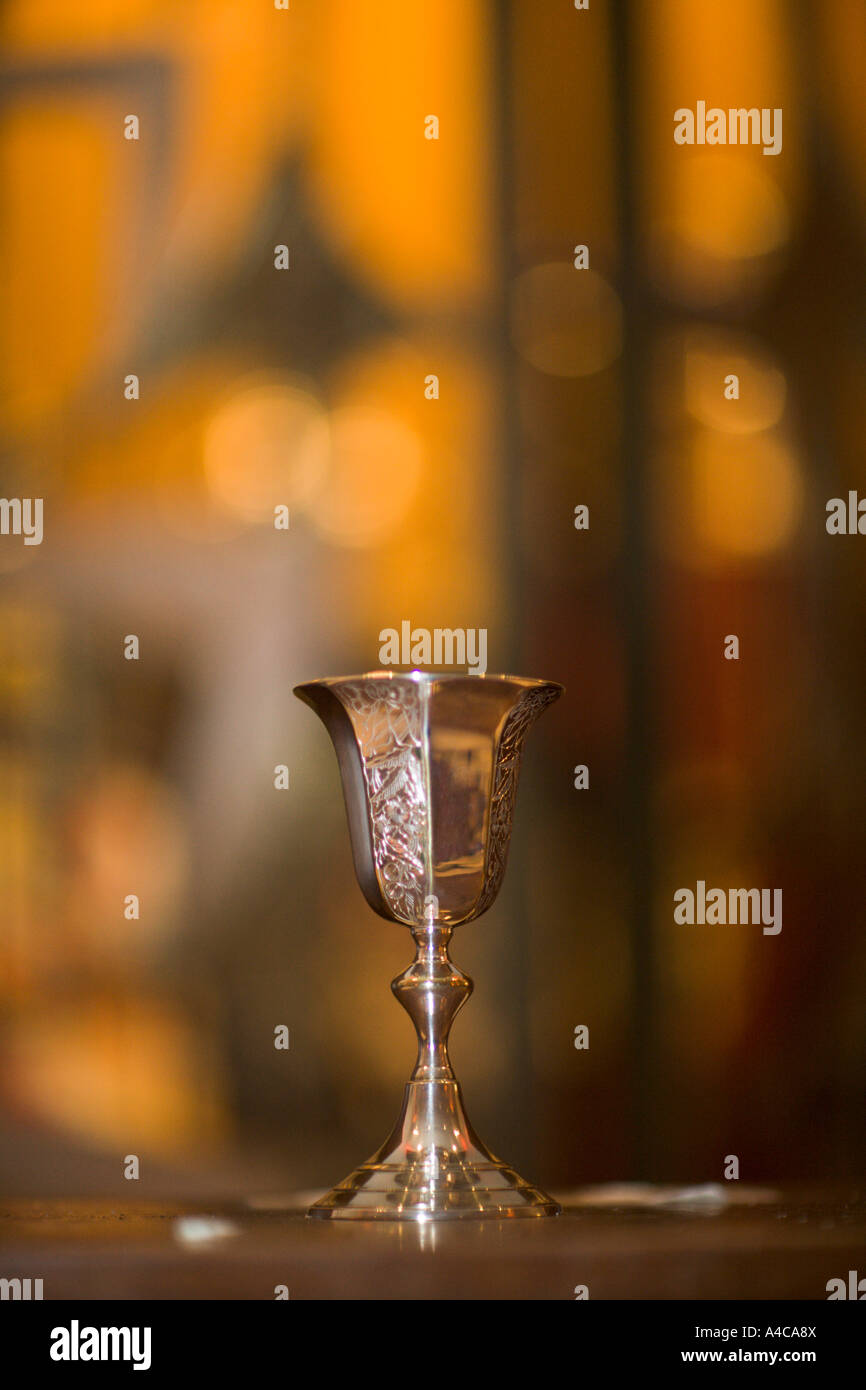 A goblet or chalice in front of the arc in a synagogue Los Angeles