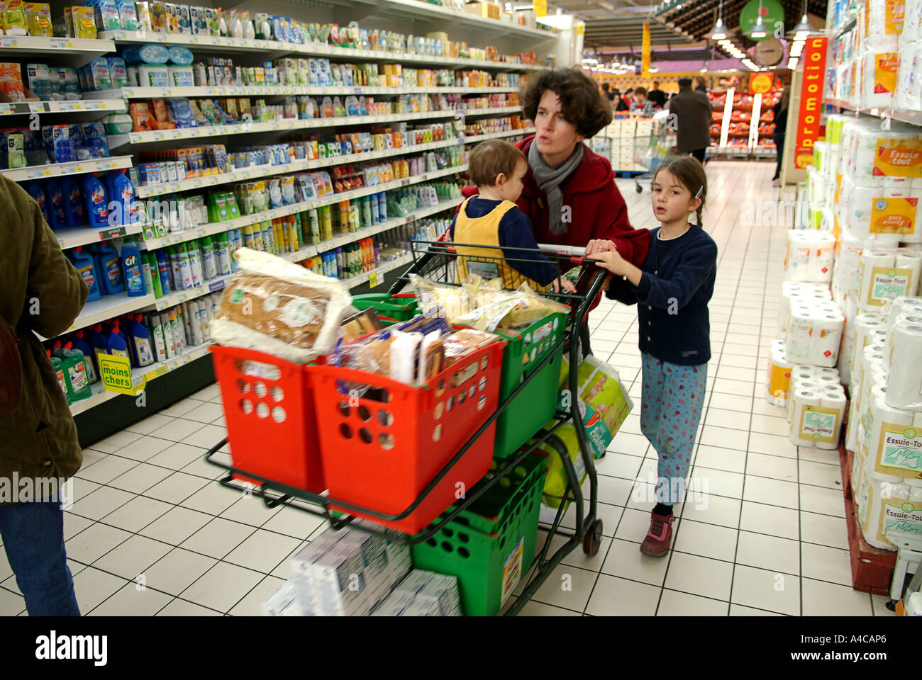 Shopping with mum at the supermarket in France Stock Photo Alamy