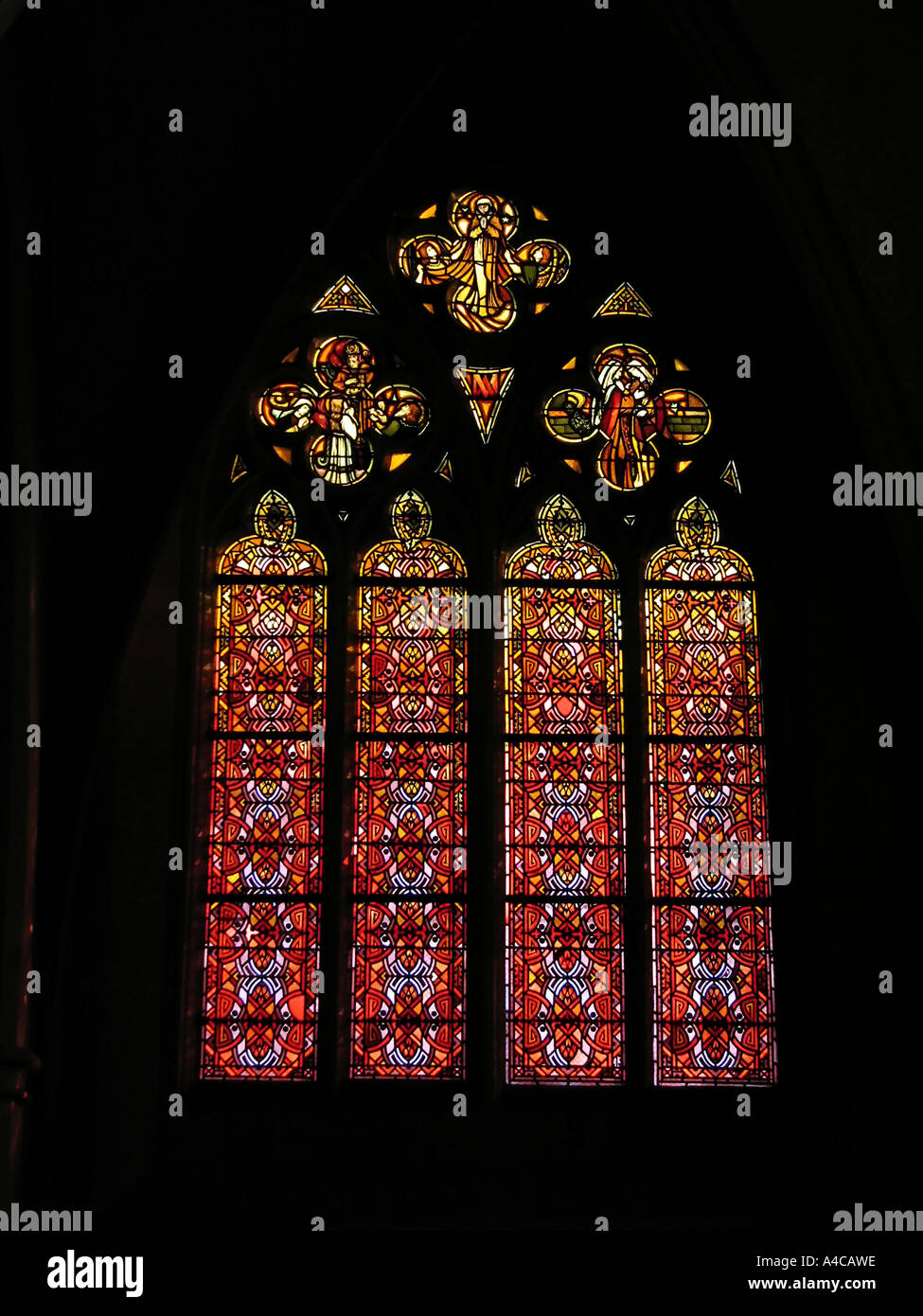 Stain glass window in Saint Michel de Vaucelles church in Caen France Stock Photo