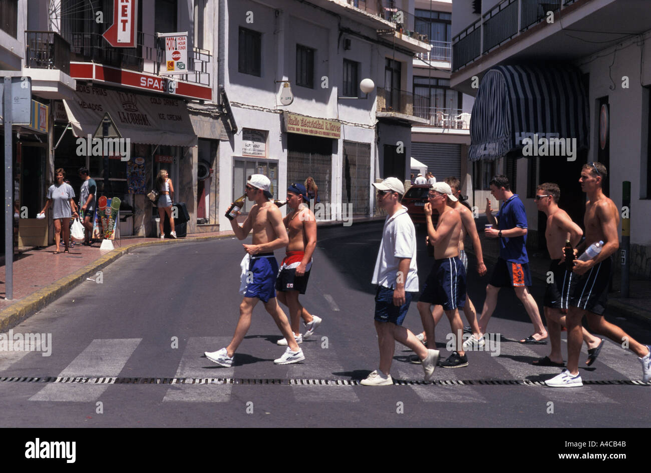 Young British holidaymakers in the West End of San Antonio, Ibiza Spain  Stock Photo - Alamy