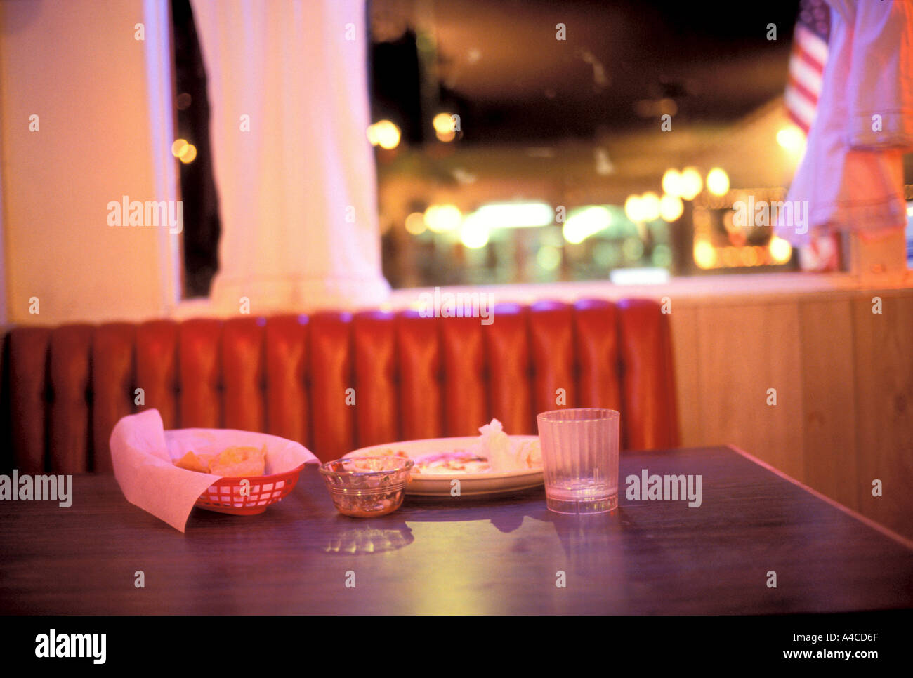 Empty plate on on table in diner California USA Stock Photo Alamy