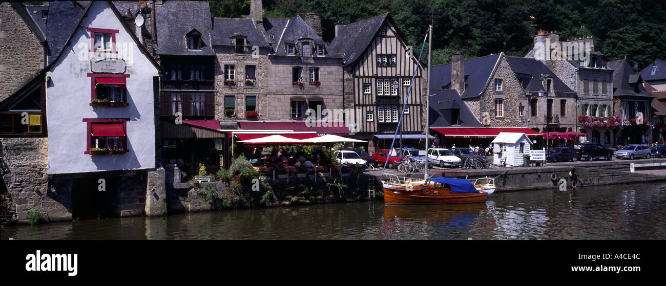 Port De Dinan restaurants Brittany France Stock Photo - Alamy
