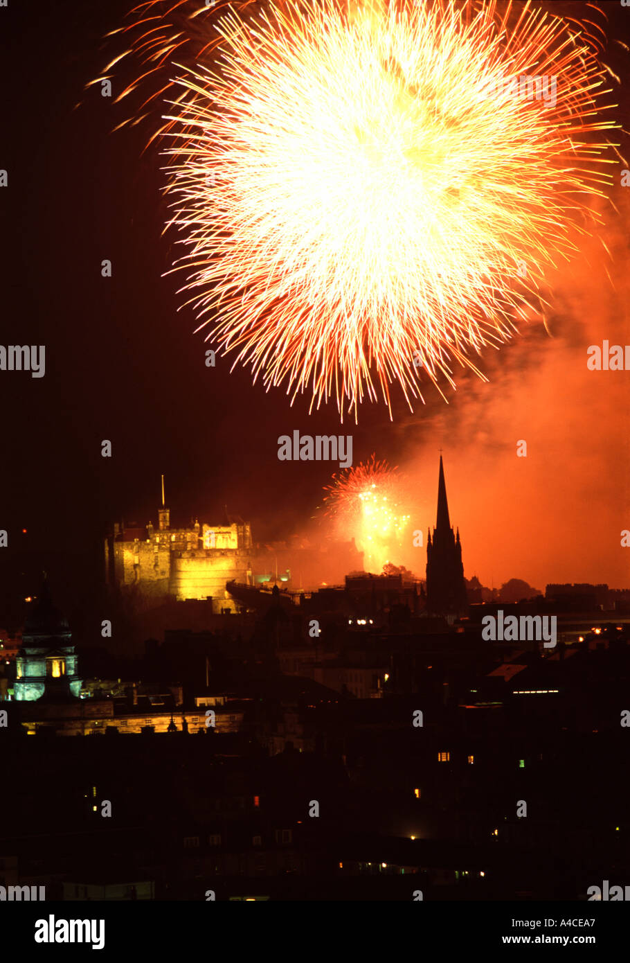 Edinburgh Scotland Festival Fireworks display Stock Photo