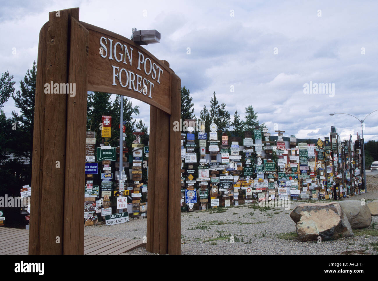 Signpost forest Watson Lake Yukon Canada Stock Photo Alamy