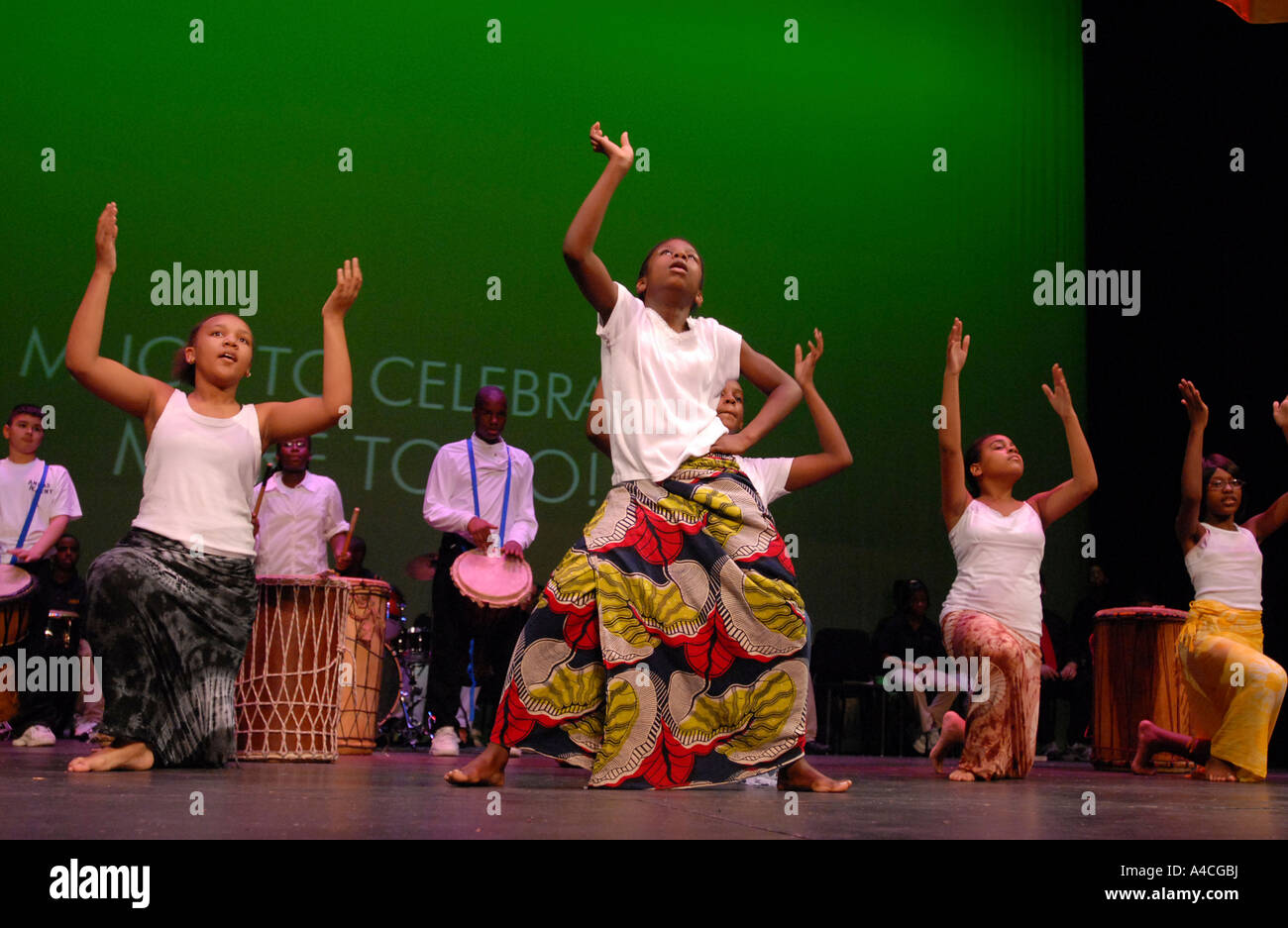 Children Perform African Dance, New Haven, Connecticut 2007 Stock Photo