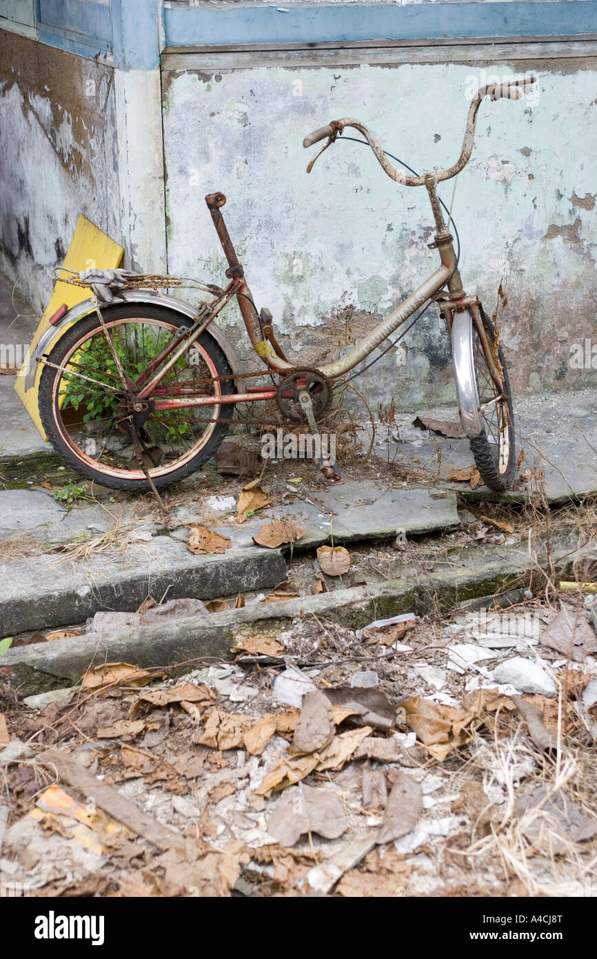 Abandoned Bicycle Pulau Ubin Singapore Stock Photo