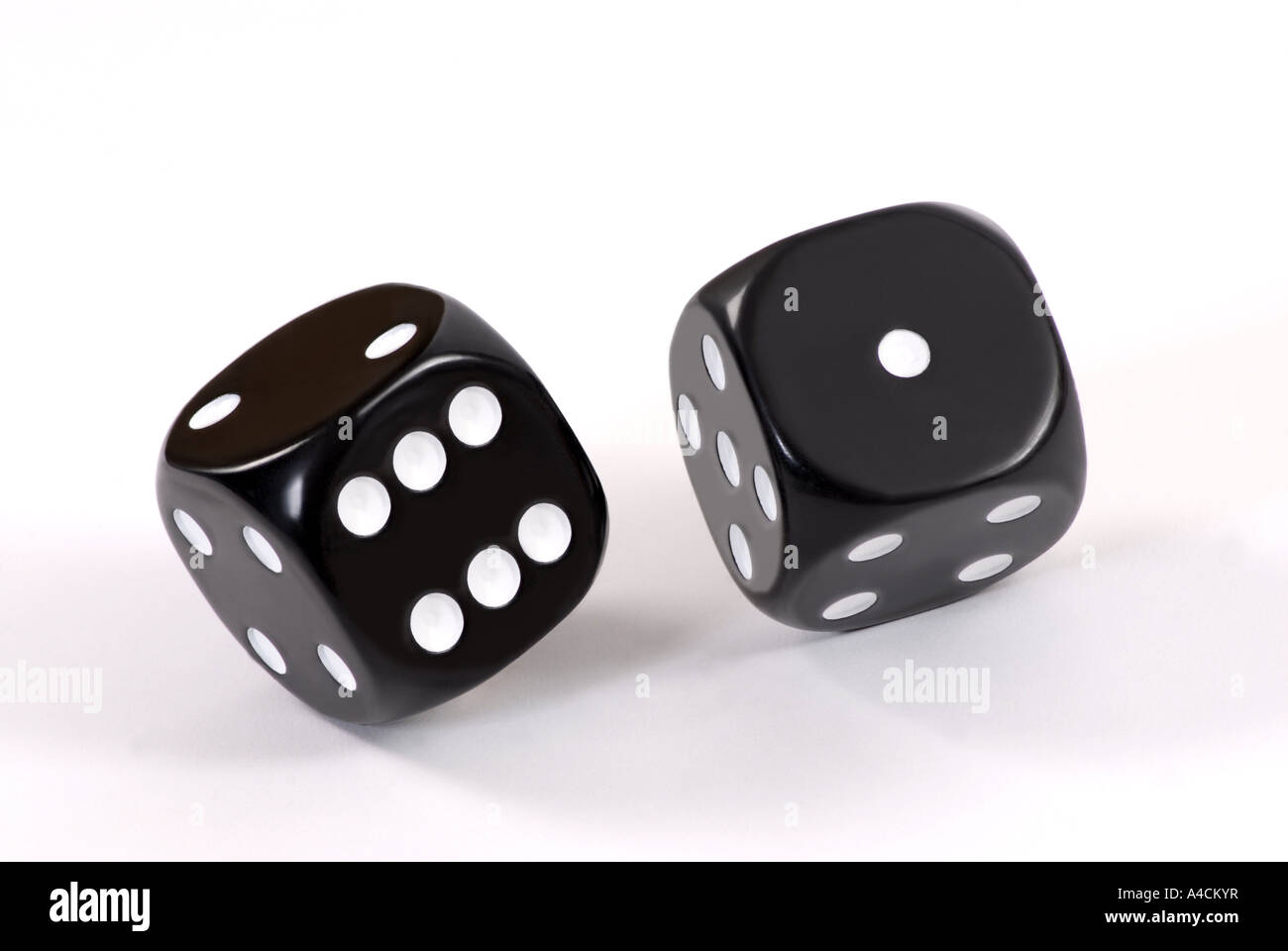 Pair of black dice Stock Photo