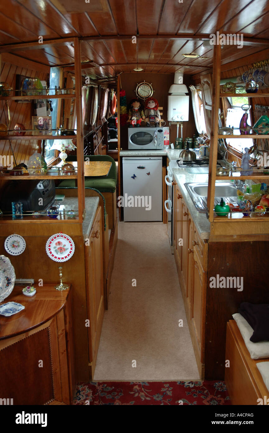 inside of a narrowboat, England, UK Stock Photo