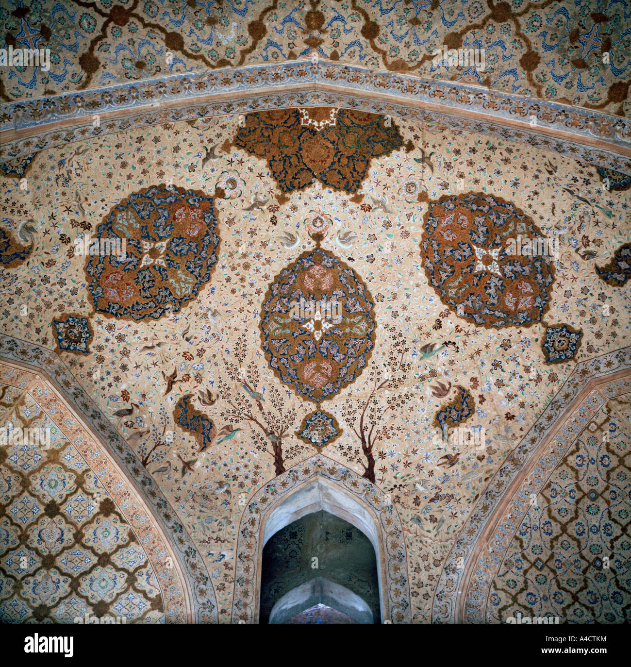painted ceiling, Ali Qapu, Isfahan, Iran Stock Photo
