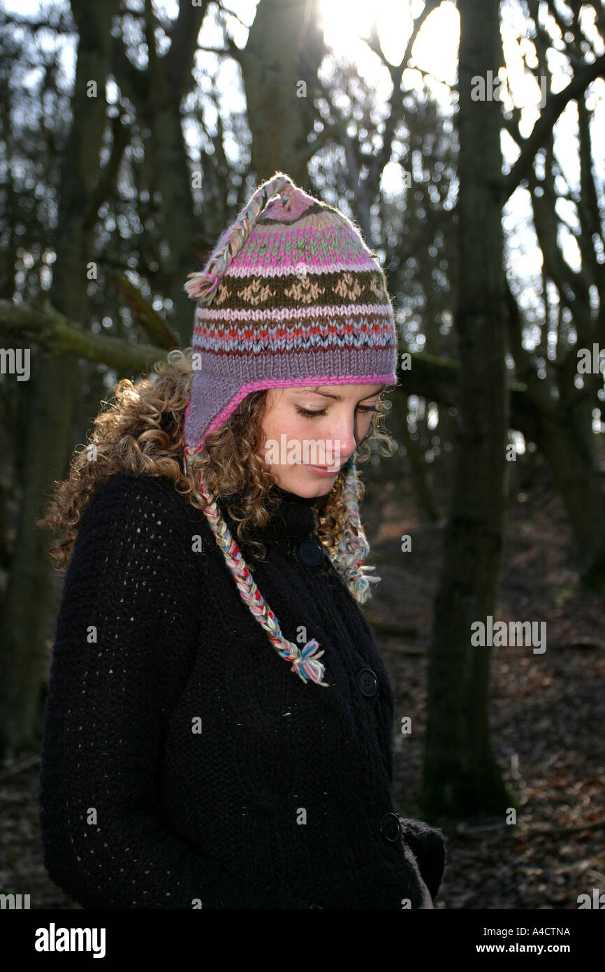 Girl wearing woolly hat hi-res stock photography and images - Alamy
