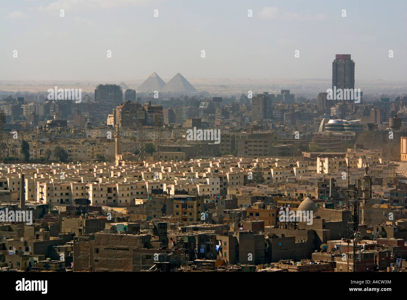 View of Cairo, Egypt, showing urban housing in the foreground and the