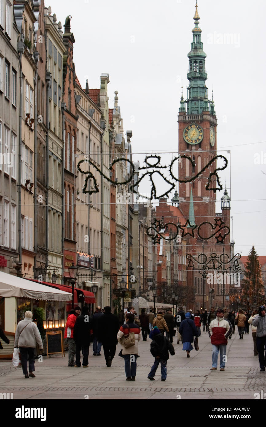 POLAND, GDANSK, 27.12.2006. Old Town Town Hall Long Market. Stock Photo