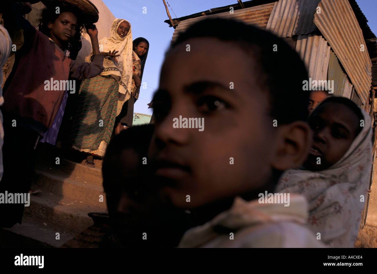 Children in the ancient walled city of Harar, Ethiopia Stock Photo
