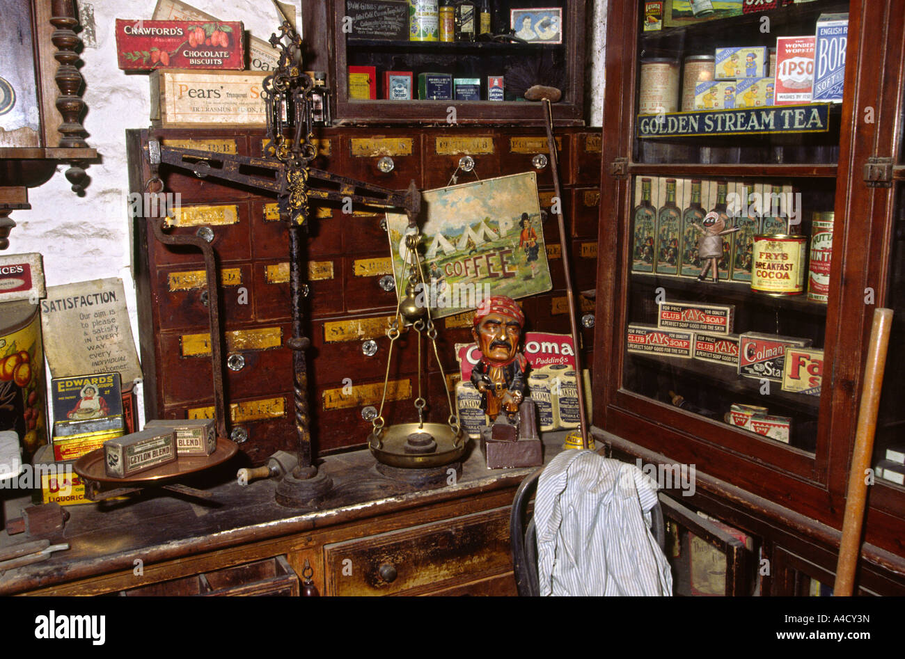 UK Gloucestershire Bourton on the Water Museum of Village Life Victorian shop interior Stock Photo