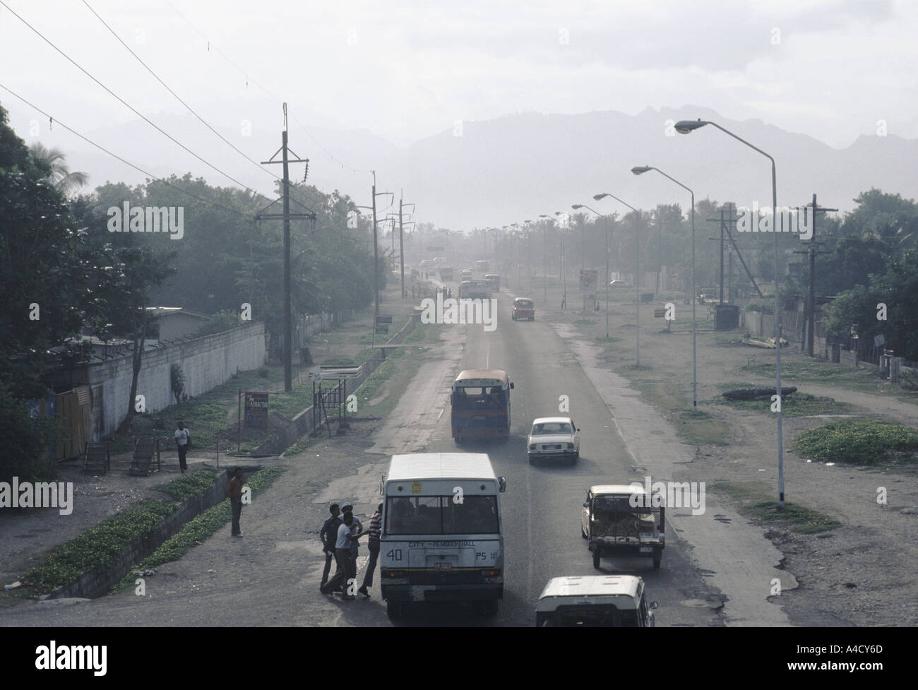 Passengers getting on a public bus in Kingston, Jamaica Stock Photo Alamy
