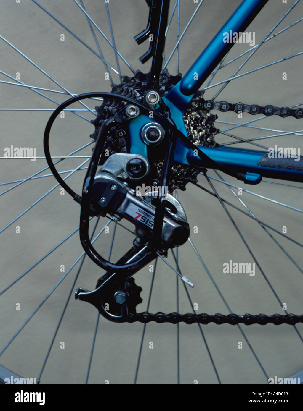 Shimano gears on a mountain bike Stock Photo