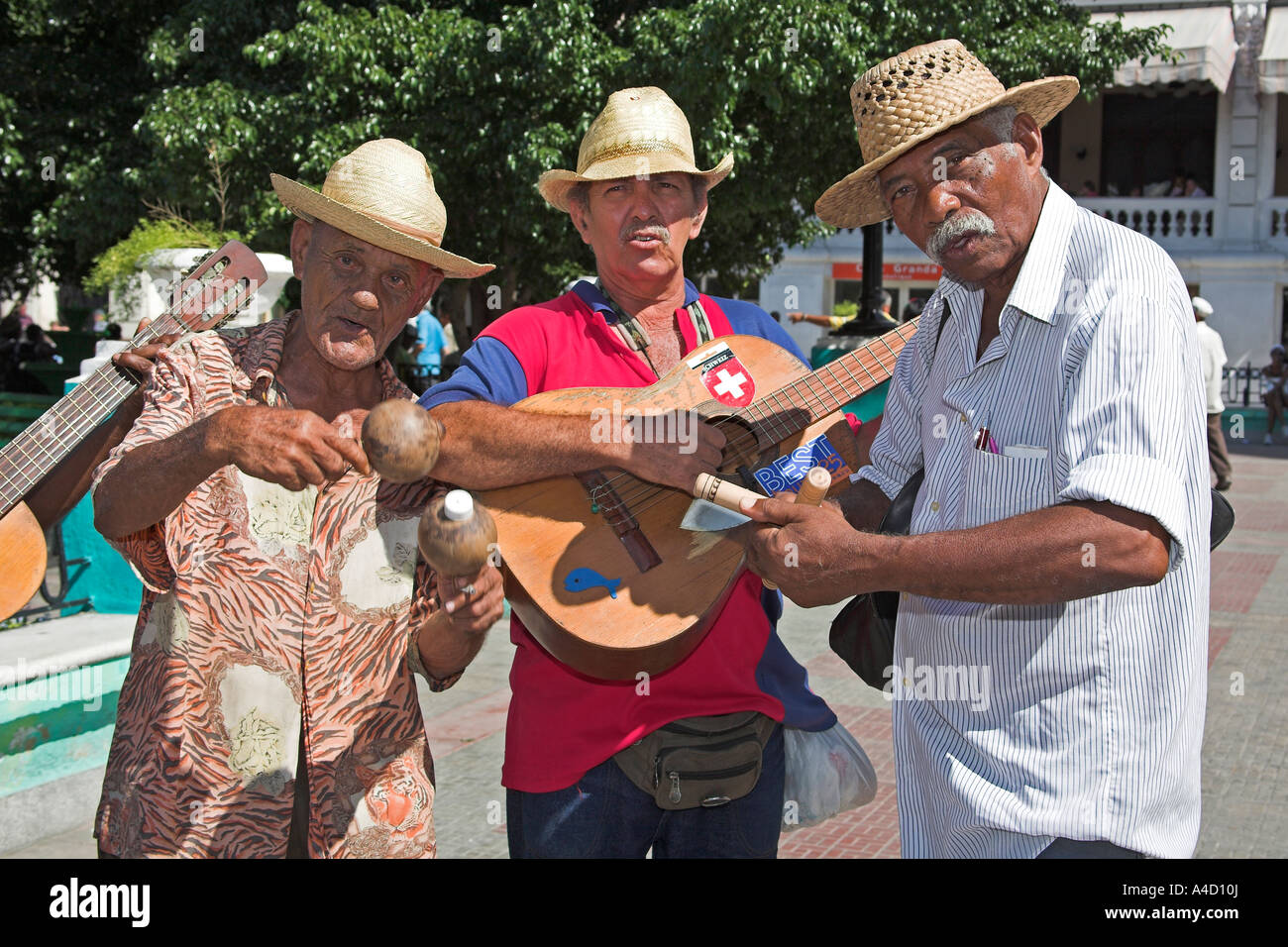 Traditional Cuban band, Parque Cespedes, Santiago de Cuba, Cuba Stock
