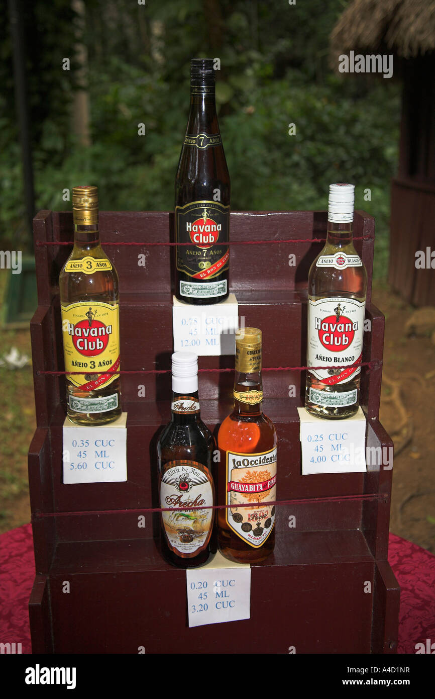 Several bottles of Havana Club Rum for sale, Vinales, Pinar Del Rio Province, Cuba Stock Photo