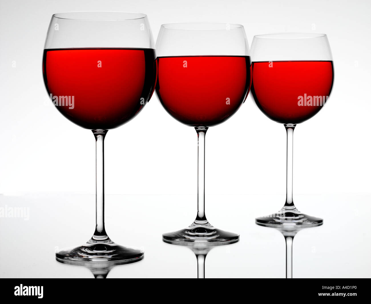 THREE RED WINE GLASSES Stock Photo Alamy