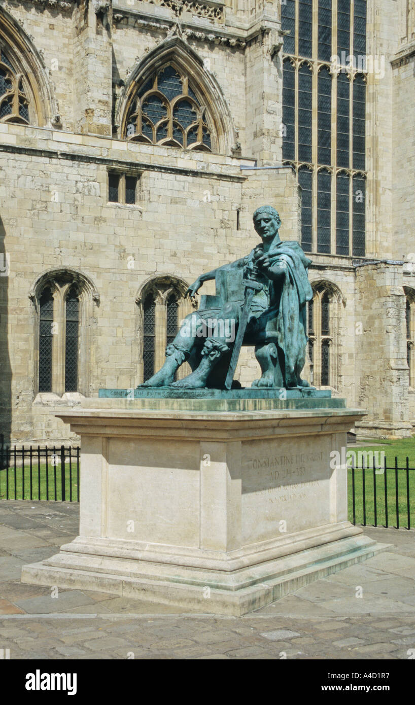 Statue of Emperor Constantine outside York Minster UK Stock Photo
