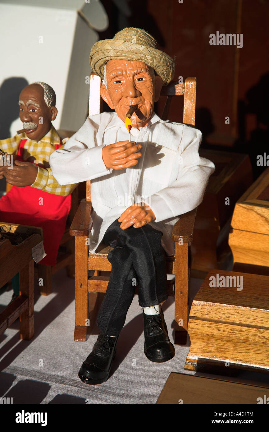 Model of an old man smoking a cigar, Cuba Stock Photo