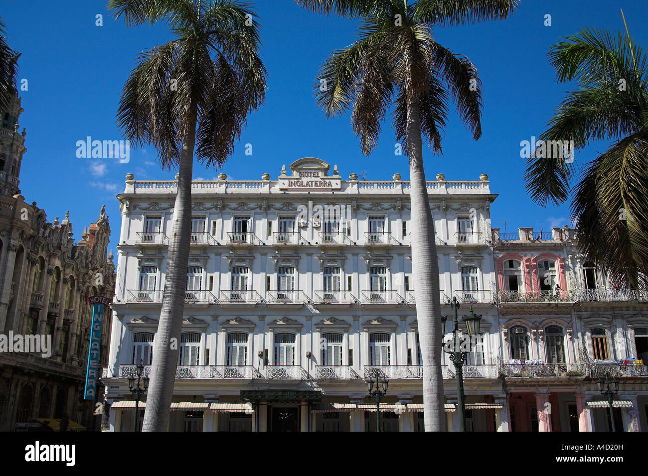 Hotel Inglaterra, Parque Central, Havana, La Habana Vieja, Cuba Stock Photo