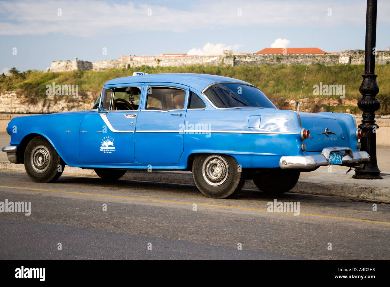 Old American Pontiac car on the Avenue Carlos Manuel de Cespedes, Havana, Cuba Stock Photo