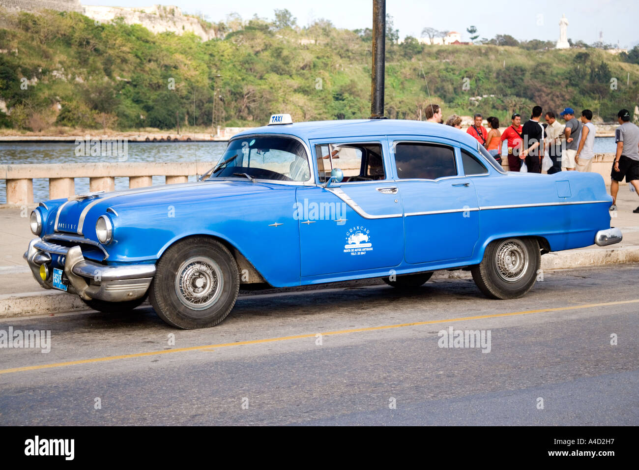 Old American Pontiac car on the Avenue Carlos Manuel de Cespedes, Havana, Cuba Stock Photo