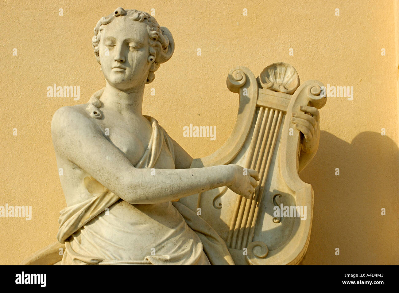 Female statue with musical instrument at Sanssouci Palace Potsdam Germany Stock Photo
