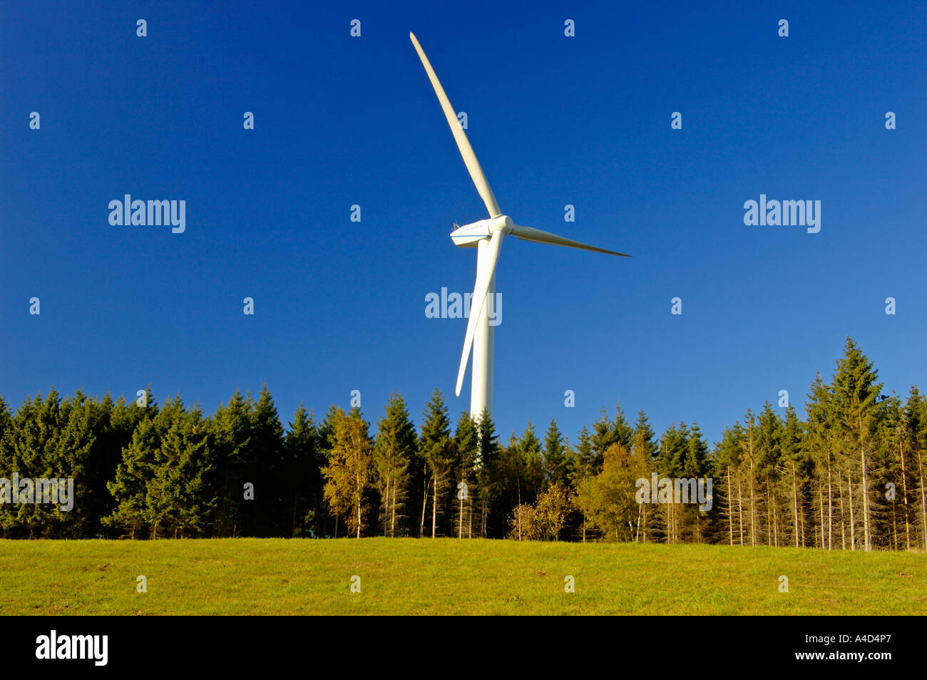 Wind turbine near Gerolstein in the Eifel Mountains Germany Stock Photo
