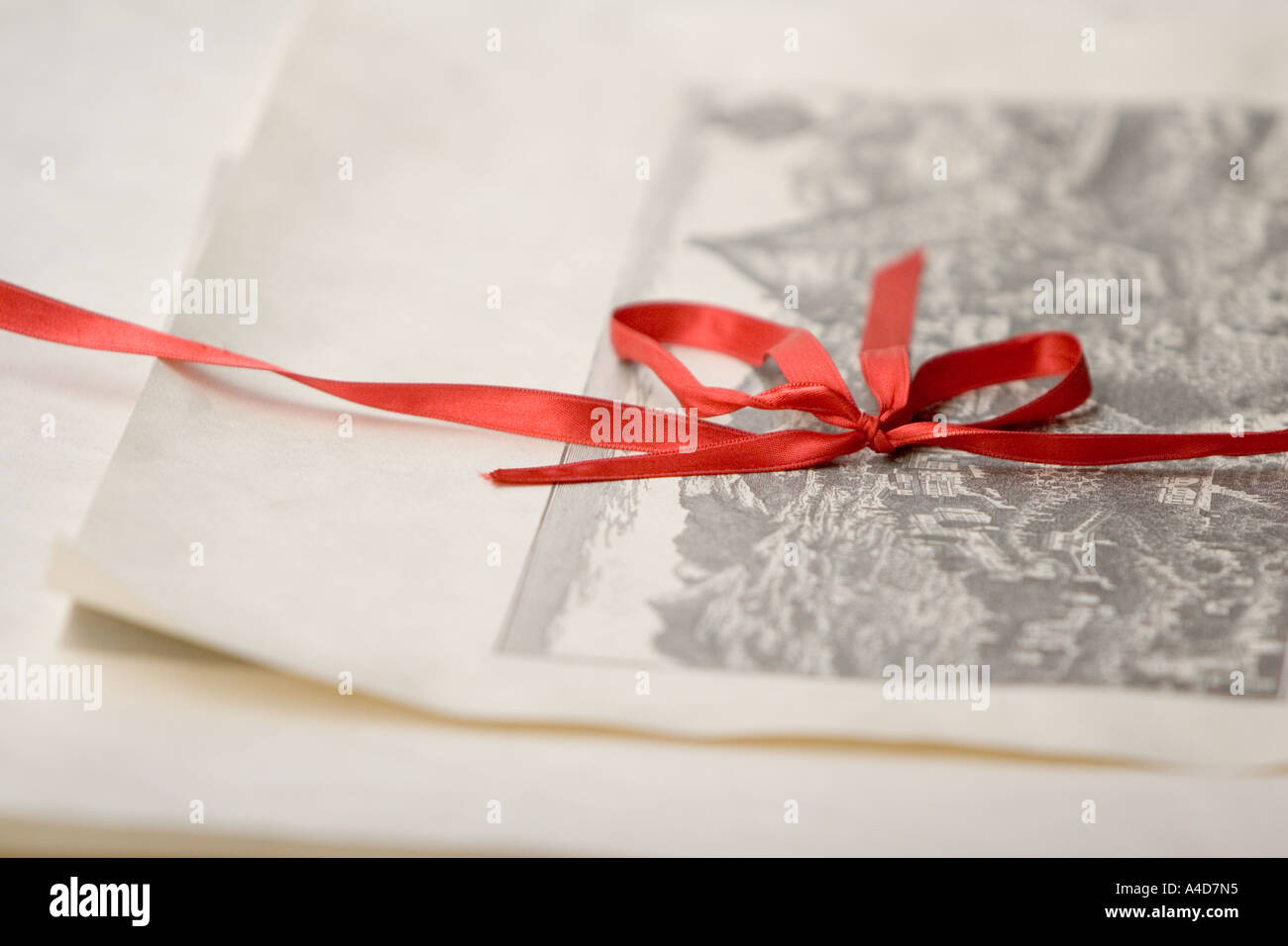Red ribbon on etching, Italy Stock Photo Alamy