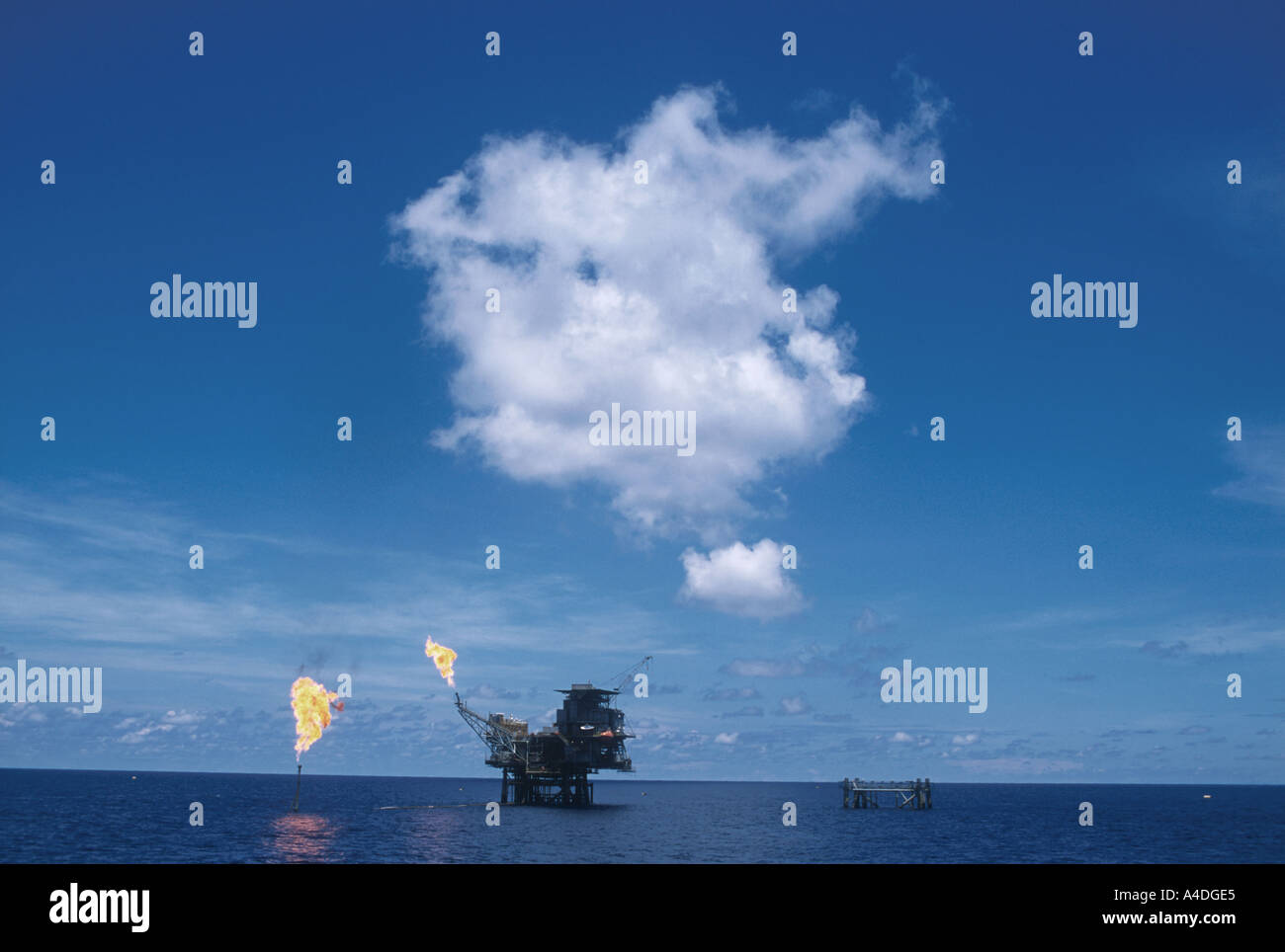 Oil production platforms in the Natuna fields,  South China Sea Stock Photo