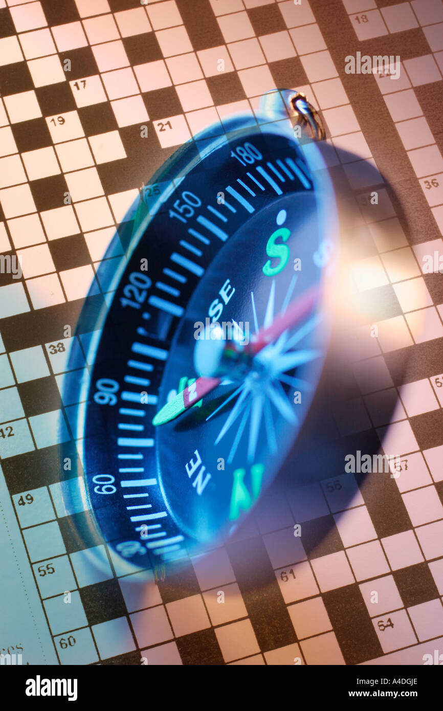 Composite of Compass and Crossword Puzzle Stock Photo Alamy