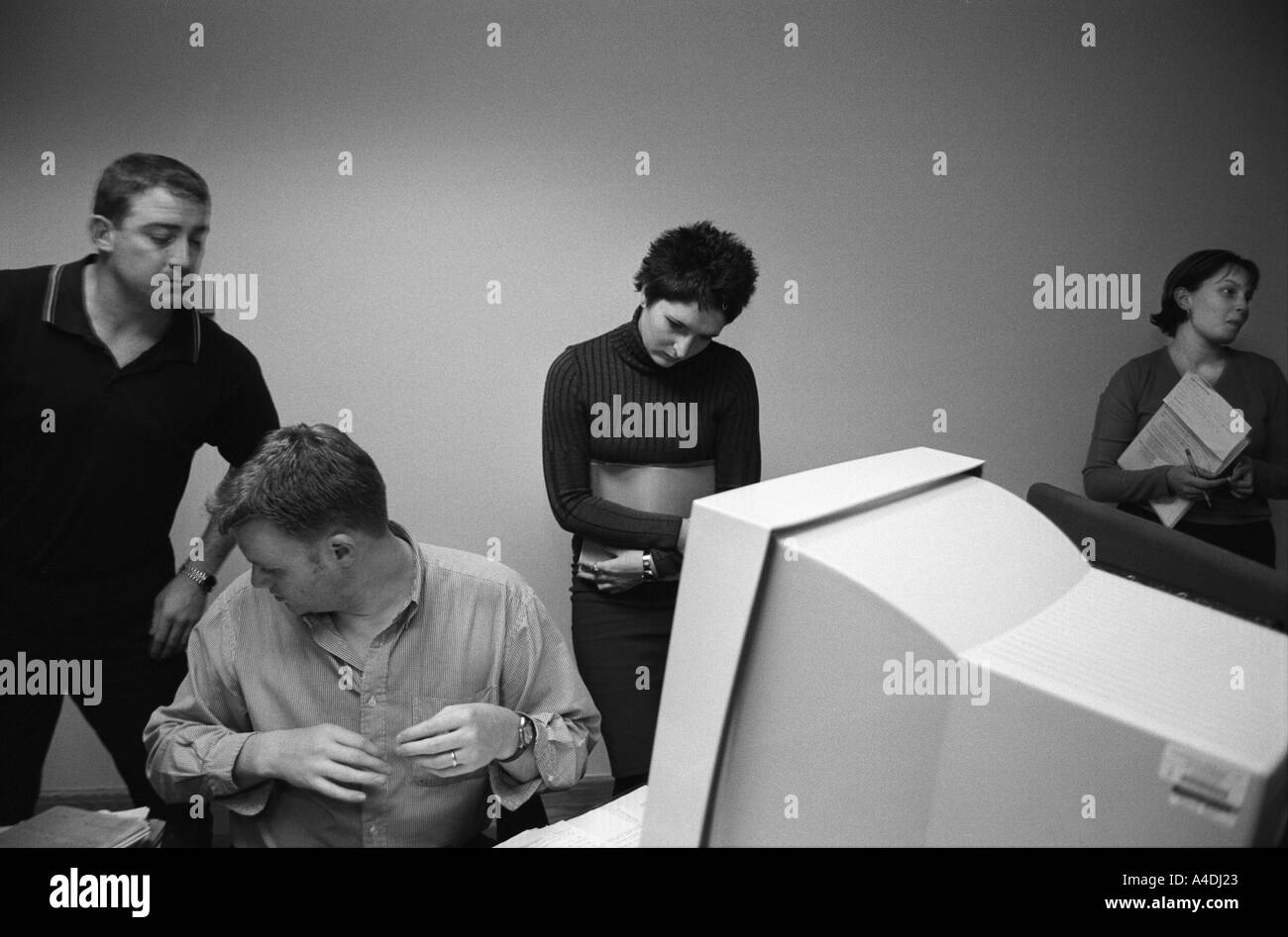 People working computer office Black and White Stock Photos & Images ...