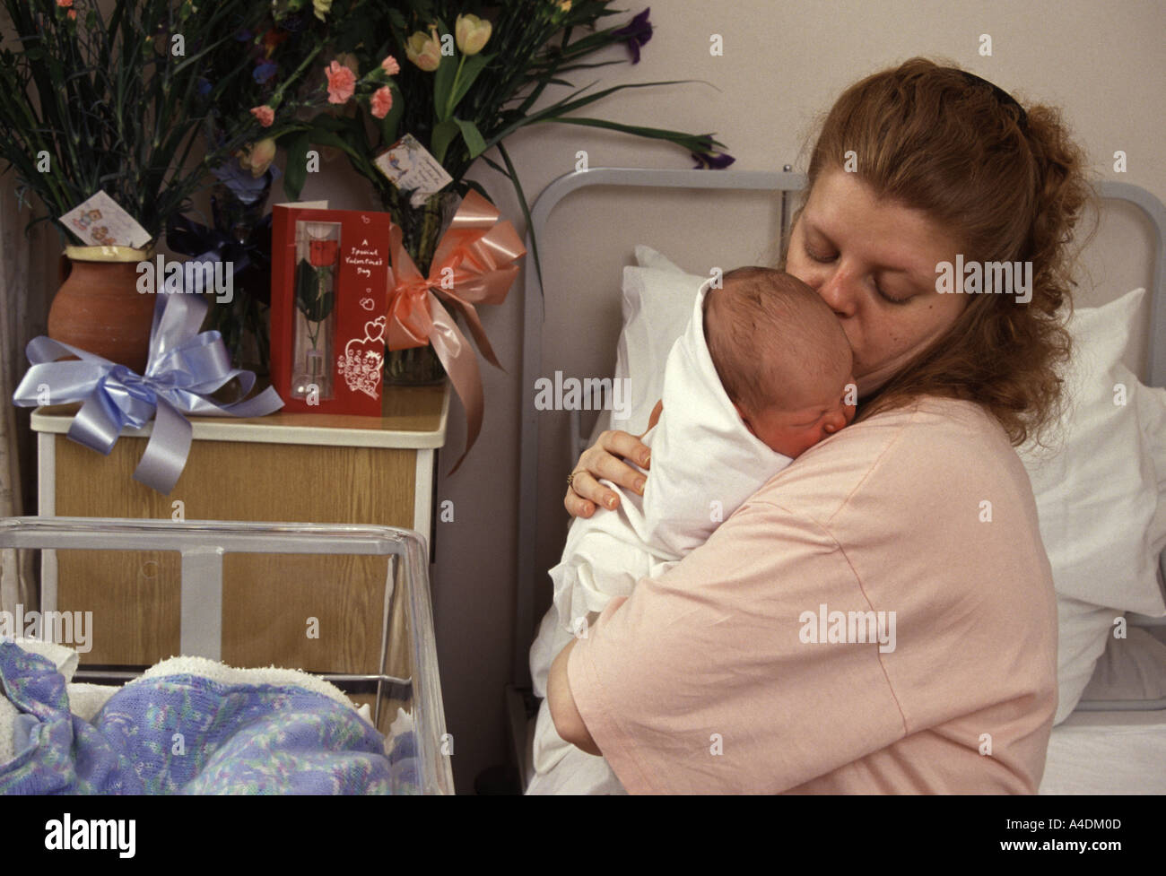Mother and baby in maternity ward Stock Photo