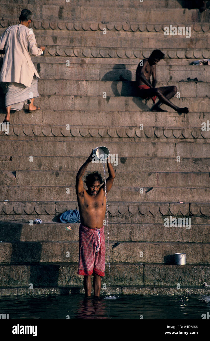 Ritual bathing at the River Ganges, Varanasi, India Stock Photo - Alamy