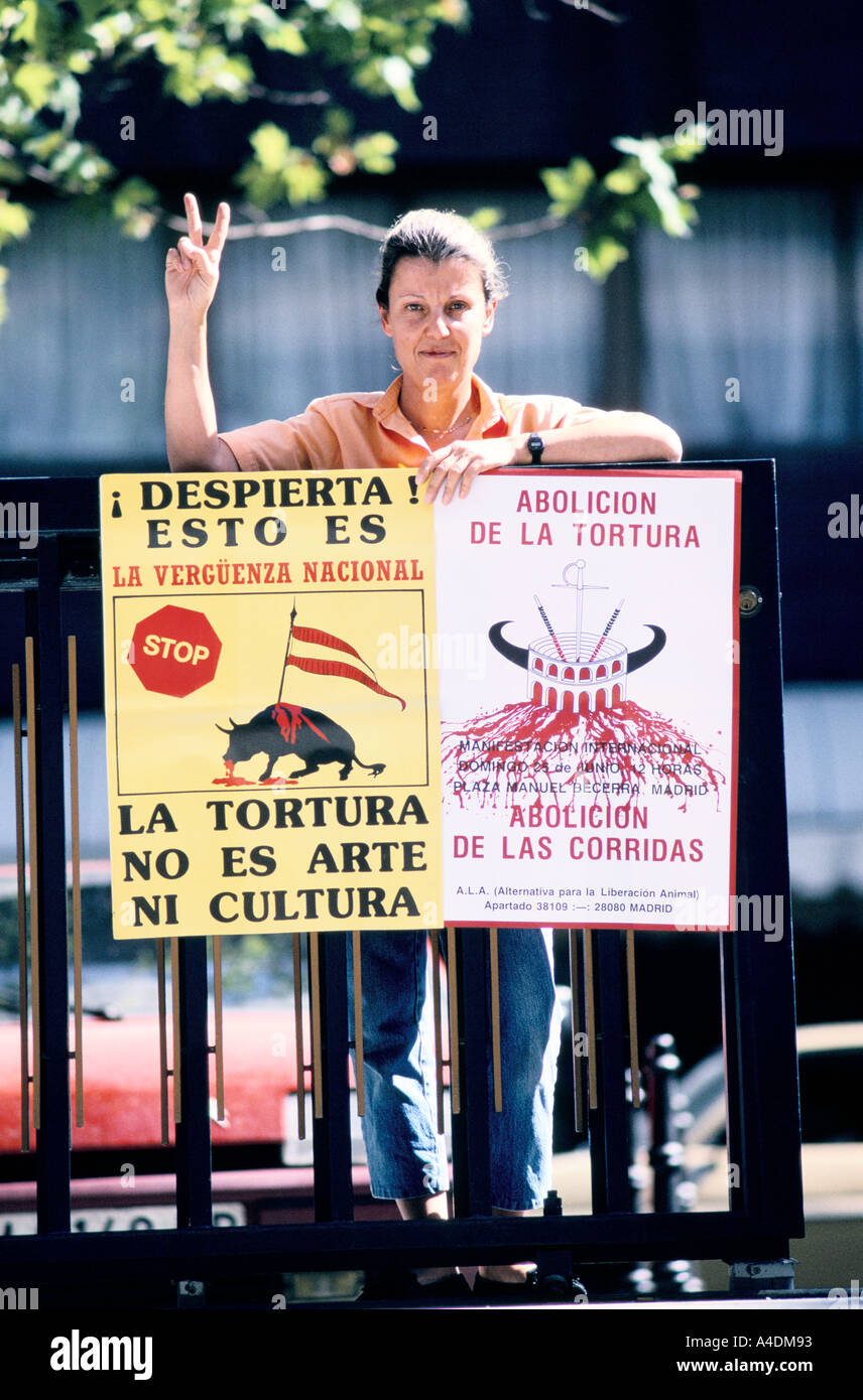 Gloria Torres, an anti-bullfighting campaigner, Madrid, Spain Stock Photo