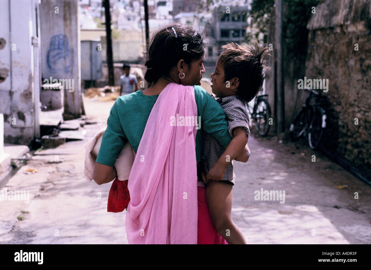 A mother and child in Udaipur, Rajasthan, India Stock Photo