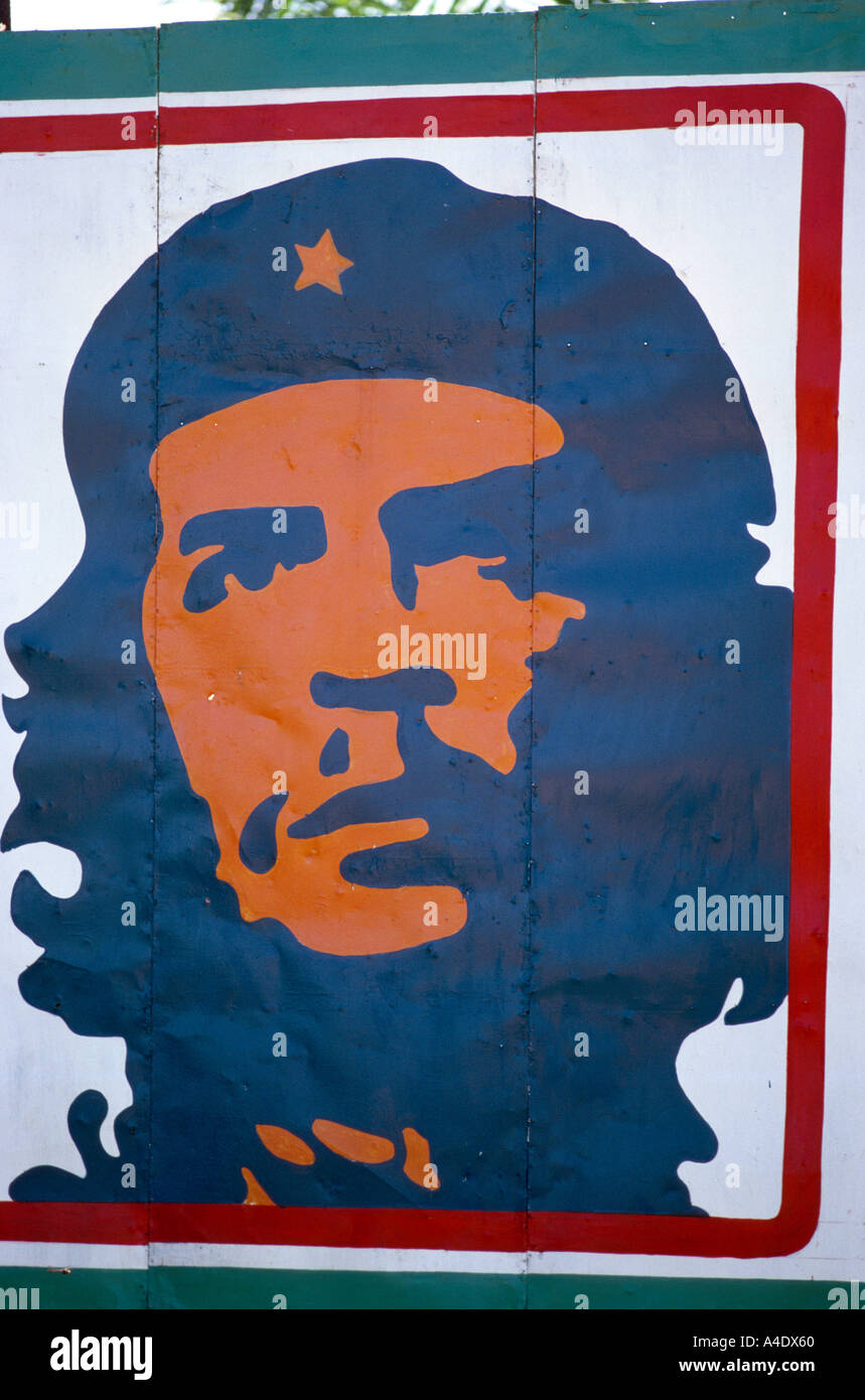 Pop-art portrait of Che Guevara, revolutionary leader in Cuba on a poster in Havana Stock Photo