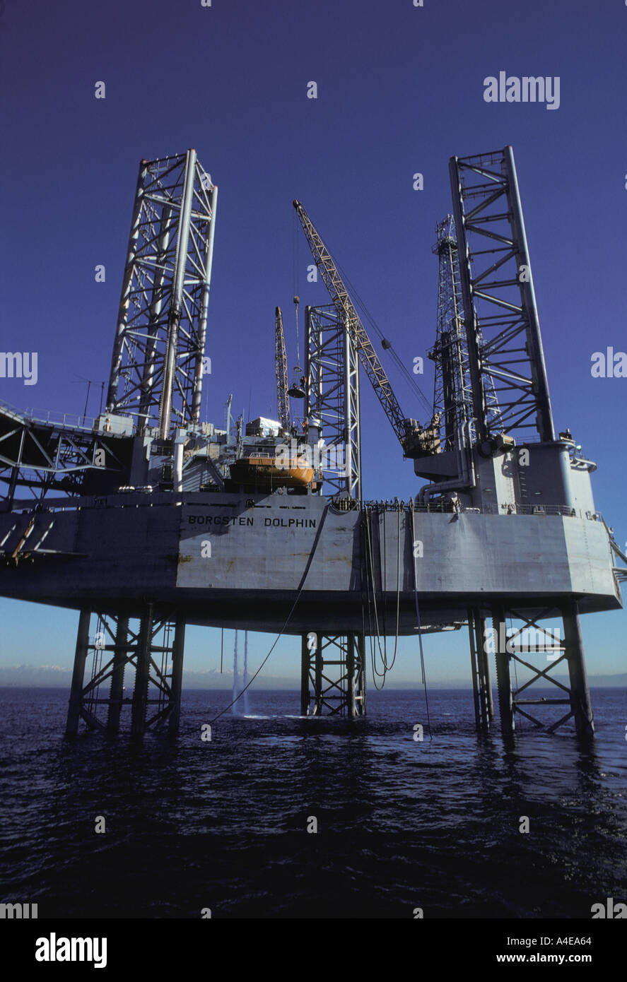 offshore oil rig nine miles from Long Beach California harbor Stock Photo